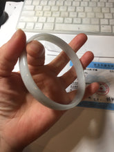 Load image into Gallery viewer, 74.9mm certified Type A 100% Natural light green white plus size flat style Jadeite Jade bangle BG214-5429