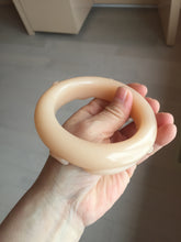 Load image into Gallery viewer, 61.5mm 100% natural pink orange Peach cream Quartzite (Shetaicui jade) 3D carved cat ears/flowers/ingot/bow bangle XY124