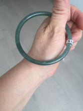 Load image into Gallery viewer, 60.5mm Certified Type A 100% Natural icy watery dark green/blue/gray/black slim round cut Guatemala Jadeite bangle BP12-7035