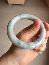 Load image into Gallery viewer, 56.3mm certified Type A 100% Natural light green/white/purple chubby round cut Jadeite Jade bangle E65