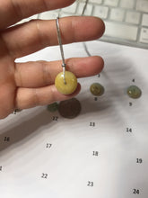 Load image into Gallery viewer, 14mm Type A 100% Natural light green yellow white Abacus-Bead Peace and Safety Guardian Donuts Buckle jadeite Pendant group PH117-1