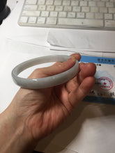 Load image into Gallery viewer, 74.9mm certified Type A 100% Natural light green white plus size flat style Jadeite Jade bangle BG214-5429