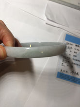Load image into Gallery viewer, 74.9mm certified Type A 100% Natural light green white plus size flat style Jadeite Jade bangle BG214-5429
