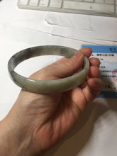 Load image into Gallery viewer, 74.9mm certified Type A 100% Natural black beige(WuJi) plus size flat style Jadeite Jade bangle BG215-5431