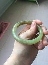 Load image into Gallery viewer, 55.5mm Certified Type A 100% Natural green yellow/sugar brown flying dandelions nephrite Jade bangle HN52-0472