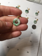Load image into Gallery viewer, 12–14.5mm Certified Type A 100% Natural Sunny Green Dark Green White Jadeite Jade Concentric Ring Safety Guardian Donut Mom & Daughter Pendant 子母扣 PC224