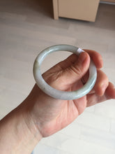 Load image into Gallery viewer, 54.5mm certified 100% natural type A icy watery white/gray round cut jadeite jade bangle BL9-9888