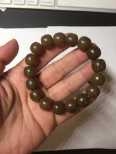 Load image into Gallery viewer, 100% Natural 12x11mm dark sugar brown black vintage style nephrite Jade bead bracelet HF82