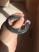Load image into Gallery viewer, 49mm Certified Type A 100% Natural icy watery deep sea green/blue/gray/white oval Guatemala Jadeite bangle F124-2262