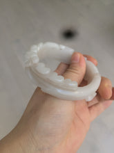 Load image into Gallery viewer, 55.5mm 100% natural light pale pink/white/beige Quartzite (Shetaicui jade) carved flowers bangle XY15