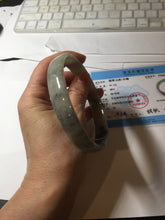 Load image into Gallery viewer, 74.9mm certified Type A 100% Natural black beige(WuJi) plus size flat style Jadeite Jade bangle BG215-5431