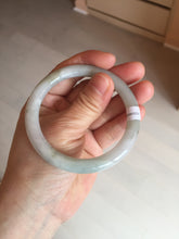 Load image into Gallery viewer, 54.5mm certified 100% natural type A icy watery white/gray round cut jadeite jade bangle BL9-9888