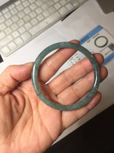 Load image into Gallery viewer, 55.5mm Certified Type A 100% Natural dark green/blue/gray Guatemala slim round cut Jadeite bangle PH172-8138