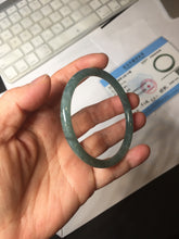 Load image into Gallery viewer, 55.5mm Certified Type A 100% Natural dark green/blue/gray Guatemala slim round cut Jadeite bangle PH172-8138
