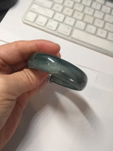 Load image into Gallery viewer, 49mm Certified Type A 100% Natural icy watery deep sea green/blue/gray/white oval Guatemala Jadeite bangle F124-2262