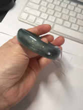 Load image into Gallery viewer, 49mm Certified Type A 100% Natural icy watery deep sea green/blue/gray/white oval Guatemala Jadeite bangle F124-2262