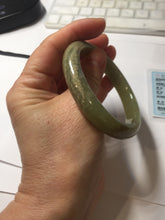 Load image into Gallery viewer, 56mm Certified Type A 100% Natural green yellow/sugar brown flying dandelions nephrite Jade bangle HN53-0479