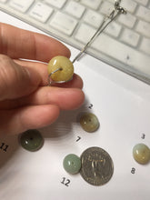 Load image into Gallery viewer, 14mm Type A 100% Natural light green yellow white Abacus-Bead Peace and Safety Guardian Donuts Buckle jadeite Pendant group PH117-1