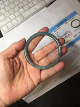 Load image into Gallery viewer, 55.5mm Certified Type A 100% Natural dark green/blue/gray Guatemala slim round cut Jadeite bangle PH172-8138