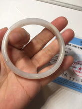 Load image into Gallery viewer, 55.6mm certified 100% natural Type A icy watery light purple white slim jadeite jade bangle BP16-2698