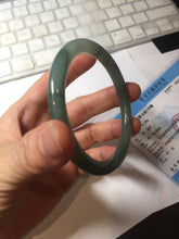 Load image into Gallery viewer, 59.8mm Certified Type A 100% Natural oily dark green(老油青) gray black round cut Jadeite Jade bangle BH110-0696