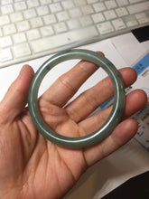Load image into Gallery viewer, 59.8mm Certified Type A 100% Natural oily dark green(老油青) gray black round cut Jadeite Jade bangle BH110-0696