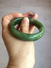 Load image into Gallery viewer, 52.7mm 100% Natural dark green/black nephrite Jade (碧玉) bangle HF36