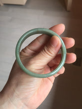 Load image into Gallery viewer, 53mm Certified 100% Natural Type A Dark Green Gray Black (老油青) Thin Jadeite Jade Bangle PC216-6222