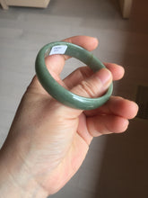 Load image into Gallery viewer, 53mm Certified 100% Natural Type A Dark Green Gray Black (老油青) Thin Jadeite Jade Bangle PC216-6222