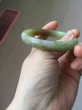 Load image into Gallery viewer, 55.5mm Certified Type A 100% Natural green yellow/sugar brown flying dandelions nephrite Jade bangle HN54-0476