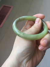 Load image into Gallery viewer, 55.5mm Certified Type A 100% Natural green yellow/sugar brown flying dandelions nephrite Jade bangle HN54-0476