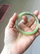 Load image into Gallery viewer, 55.5mm Certified Type A 100% Natural green yellow/sugar brown flying dandelions nephrite Jade bangle HN54-0476