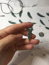 Load image into Gallery viewer, 100% Natural Type A Icy Watery Dark Green Blue-Gray Jadeite Jade 3D Fish Guatemala Pendant Add-On Item PC225