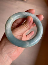 Load image into Gallery viewer, 52.8mm 100% natural blue/white Quartzite (Shetaicui jade) Blue sky and white clouds chubby round cut bangle SY27