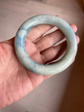 Load image into Gallery viewer, 52.8mm 100% natural blue/white Quartzite (Shetaicui jade) Blue sky and white clouds chubby round cut bangle SY27
