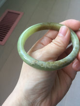 Load image into Gallery viewer, 55.5mm Certified Type A 100% Natural green yellow/sugar brown flying dandelions nephrite Jade bangle HN54-0476