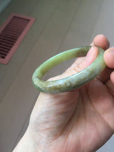 Load image into Gallery viewer, 55.5mm Certified Type A 100% Natural green yellow/sugar brown flying dandelions nephrite Jade bangle HN54-0476