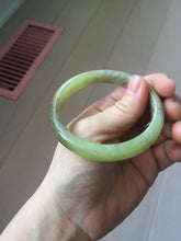 Load image into Gallery viewer, 55.5mm Certified Type A 100% Natural green yellow/sugar brown flying dandelions nephrite Jade bangle HN54-0476