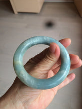 Load image into Gallery viewer, 52.8mm 100% natural blue/white Quartzite (Shetaicui jade) Blue sky and white clouds chubby round cut bangle SY27