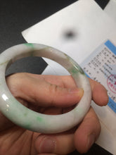 Load image into Gallery viewer, 60mm certified 100% natural type A sunny green white jadeite jade bangle BH31-5424