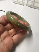 Load image into Gallery viewer, 55.5mm Certified Type A 100% Natural green yellow/sugar brown flying dandelions nephrite Jade bangle HN54-0476