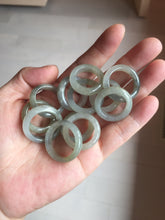 Load image into Gallery viewer, Size 6 -9 1/2 100% natural type A icy watery light yellow gray black white (灰冰) jadeite jade band ring PC228