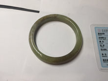 Load image into Gallery viewer, 55.5mm Certified Type A 100% Natural green yellow/sugar brown flying dandelions nephrite Jade bangle HN54-0476