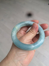 Load image into Gallery viewer, 52.8mm 100% natural blue/white Quartzite (Shetaicui jade) Blue sky and white clouds chubby round cut bangle SY27