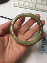 Load image into Gallery viewer, 55.5mm Certified Type A 100% Natural green yellow/sugar brown flying dandelions nephrite Jade bangle HN54-0476