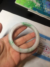 Load image into Gallery viewer, 60mm certified 100% natural type A sunny green white jadeite jade bangle BH31-5424