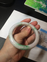 Load image into Gallery viewer, 60mm certified 100% natural type A sunny green white jadeite jade bangle BH31-5424