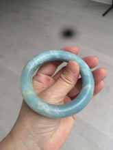 Load image into Gallery viewer, 52.8mm 100% natural blue/white Quartzite (Shetaicui jade) Blue sky and white clouds chubby round cut bangle SY27