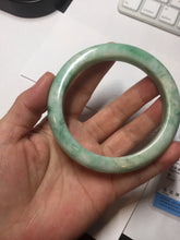 Load image into Gallery viewer, 60.5mm certified type A 100% Natural sunny green/white Jadeite Jade bangle B115-8218