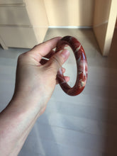 Load image into Gallery viewer, 58.3mm 100% natural red jasper stone(红碧玉,鸡血石) round cut bangle SY117